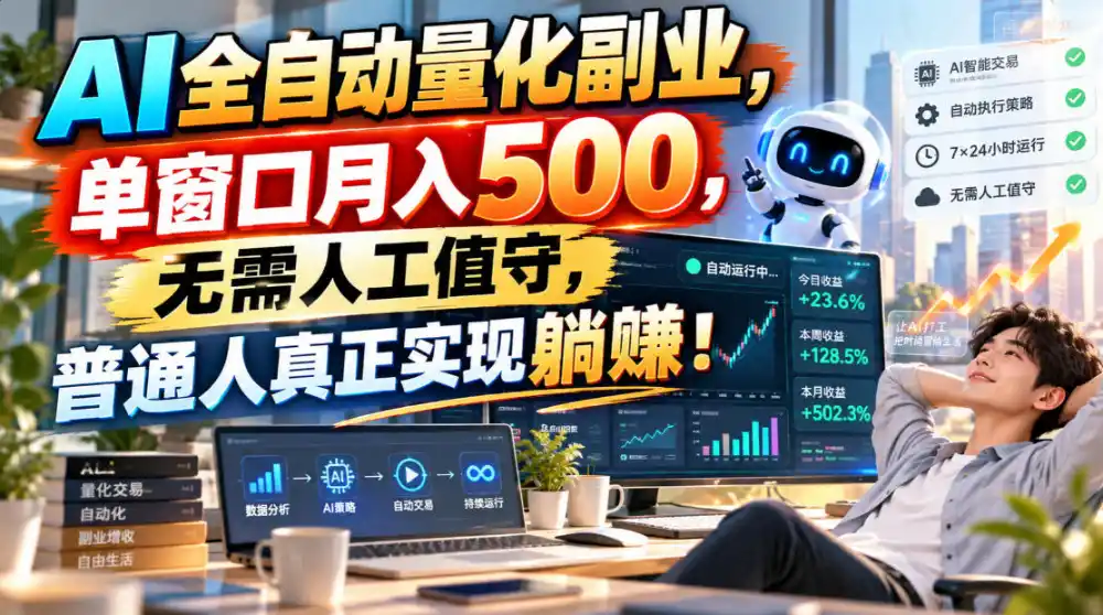 AI全自动量化副业，单窗口月入500，无需人工值守，普通人真正实现躺賺！-星云网创