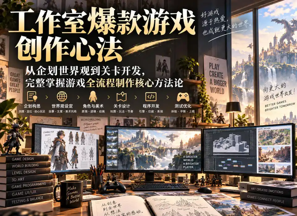 工作室爆款游戏创作心法｜从企划世界观到关卡开发，完整掌握游戏全流程制作核心方法论-星云网创