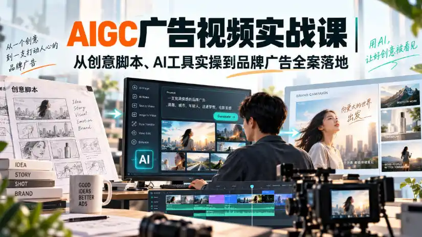 AIGC广告视频实战课｜从创意脚本、AI工具实操到品牌广告全案落地-星云网创