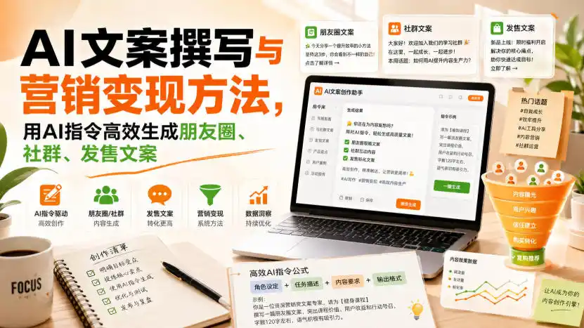 AI文案撰写与营销变现方法，用AI指令高效生成朋友圈、社群、发售文案-星云网创