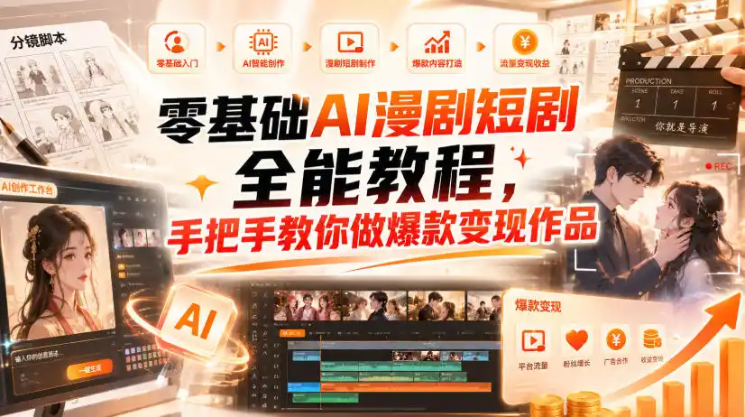 零基础AI漫剧短剧全能教程，从AI智能体搭建、文案脚本分镜、多平台AI生视频、剪映精修，覆盖全题材创作，手把手教你做爆款变现作品-星云网创