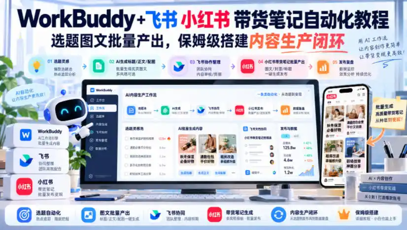 WorkBuddy+飞书小红书带货笔记自动化教程，选题图文批量产出，保姆级搭建内容生产闭环【文档】-星云网创