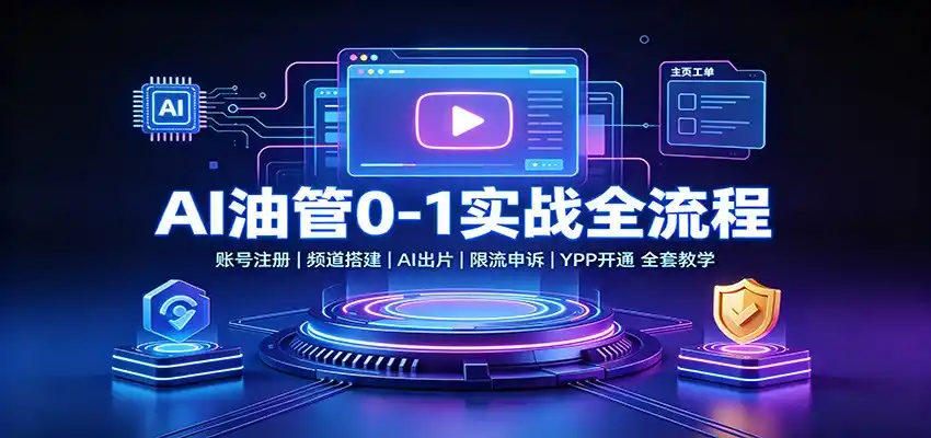 AI油管0-1实战：账号注册频道搭建，AI出片，限流申诉，YPP开通全套教学-星云网创