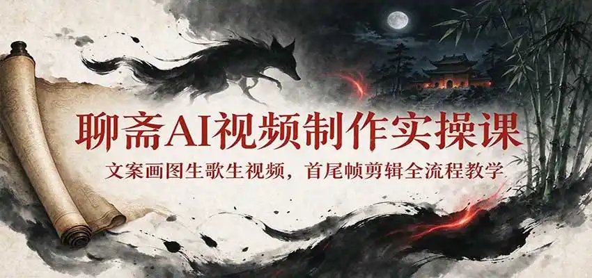 聊斋AI视频制作实操课：文案画图生歌生视频，首尾帧剪辑全流程教学-星云网创