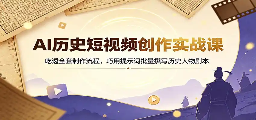 AI历史短视频创作实战课：吃透全套制作流程，巧用提示词批量撰写历史人物剧本-星云网创