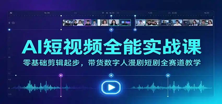 AI短视频全能实战课：零基础剪辑起步，带货数字人漫剧短剧全赛道教学-星云网创