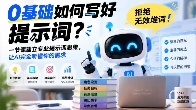 0基础如何写好提示词，拒绝无效堆词！一节课建立专业提示词思维，让AI完全听懂你的需求-星云网创