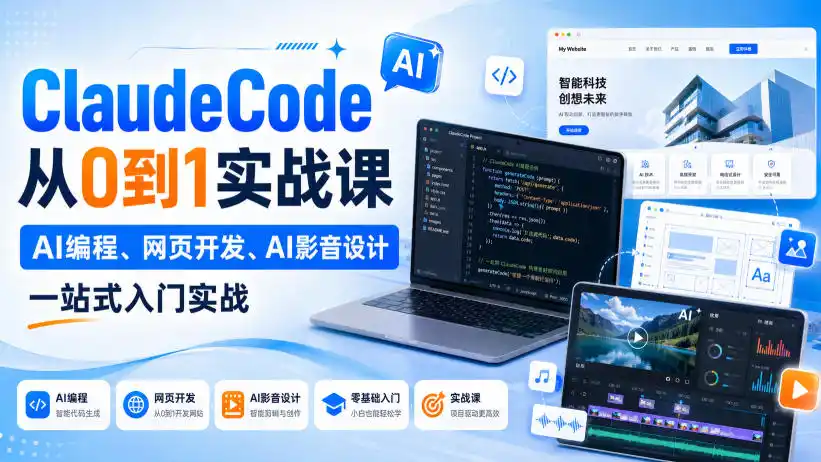 ClaudeCode从0到1实战课，AI编程、网页开发、AI影音设计一站式入门实战-星云网创
