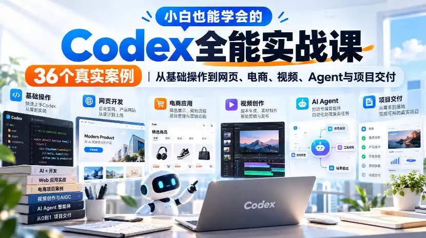 小白也能学会的Codex全能实战课｜36个真实案例，从基础操作到网页、电商、视频、Agent与项目交付-星云网创