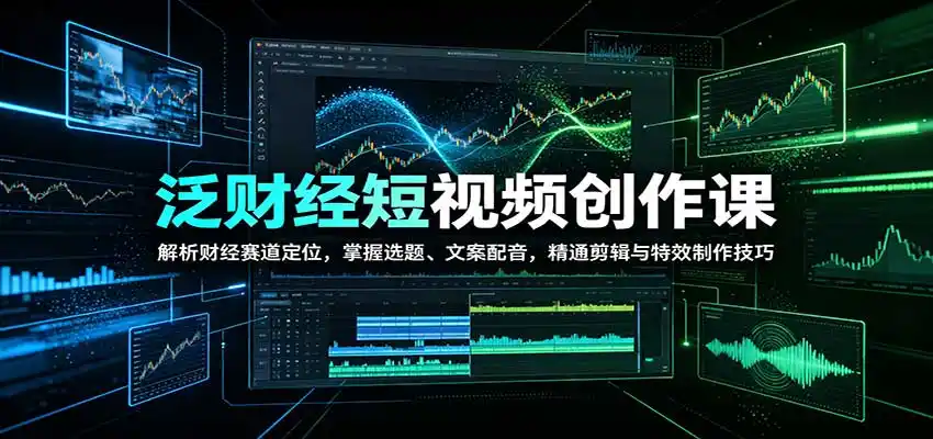 泛财经短视频创作课：解析财经赛道定位，掌握选题、文案配音，精通剪辑与特效制作技巧-星云网创