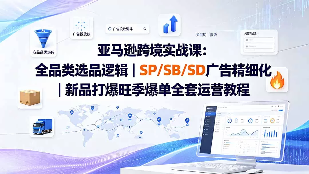 亚马逊跨境实战课-更新8月：全品类选品逻辑｜SP/SB/SD广告精细化｜新品打爆旺季爆单全套运营教程-星云网创
