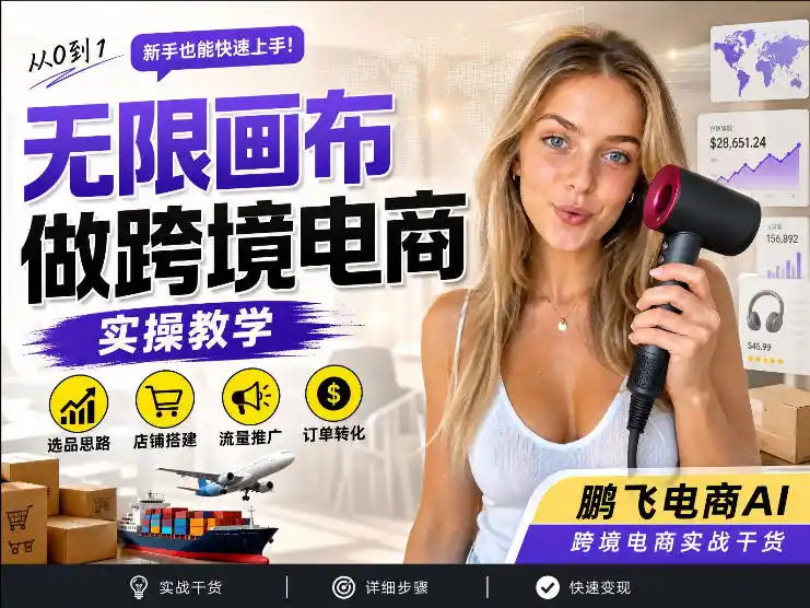 【跨境电商必备】AI无线画布制作商品宣传视频，四步搞定，无线画布工作流，操作简单好上手-星云网创