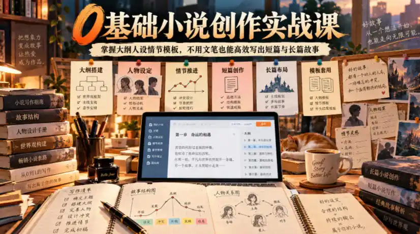 0基础小说创作实战课｜掌握大纲人设情节模板，不用文笔也能高效写出短篇与长篇故事-星云网创