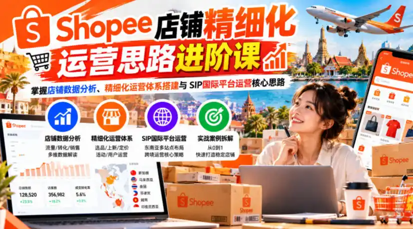 Shopee店铺精细化运营思路进阶课，掌握店铺数据分析、精细化运营体系搭建与SIP国际平台运营核心思路-星云网创