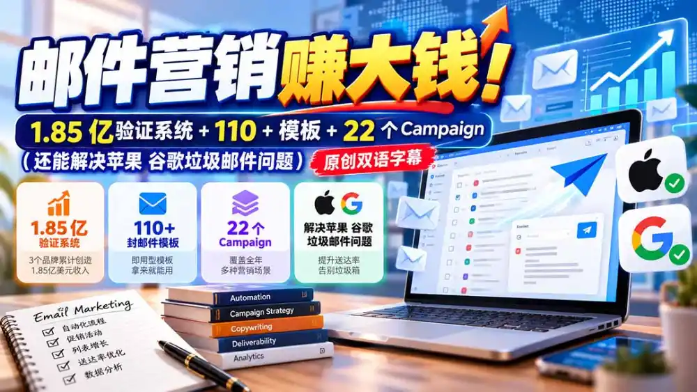 邮件营销赚大钱！1.85亿验证系统+110+模板+22个Campaign(还能解决苹果 谷歌垃圾邮件问题-星云网创