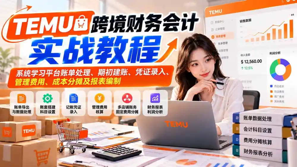 TEMU跨境财务会计实战教程：系统学习平台账单处理、期初建账、凭证录入、管理费用、成本分摊及报表编制-星云网创