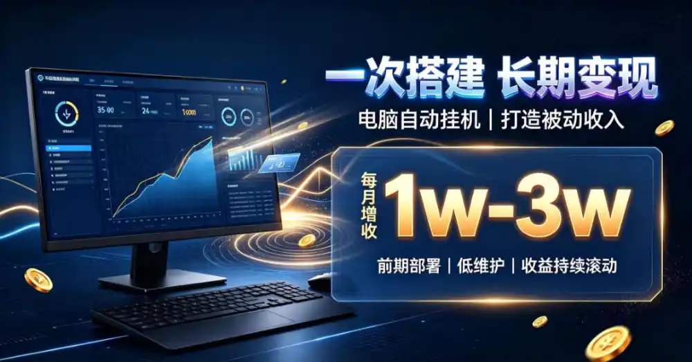 一份投入长期收益，电脑自动挂G类目，搭建被动收入每月增收1w-3w【揭秘】-星云网创