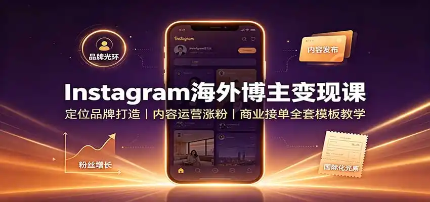 Instagram海外博主变现课：定位品牌打造，内容运营涨粉，商业接单全套模板教学-星云网创