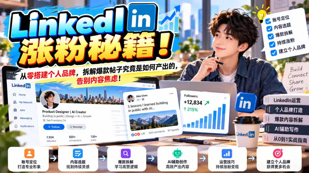 LinkedIn涨粉秘籍！从零搭建个人品牌，拆解爆款帖子究竟是如何产出的，告别内容焦虑！【原创双语字幕】-星云网创