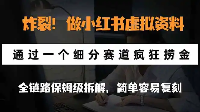 炸裂！做小红书虚拟资料，通过一个细分赛道疯狂捞金，全链路保姆级拆解，简单容易复刻-星云网创