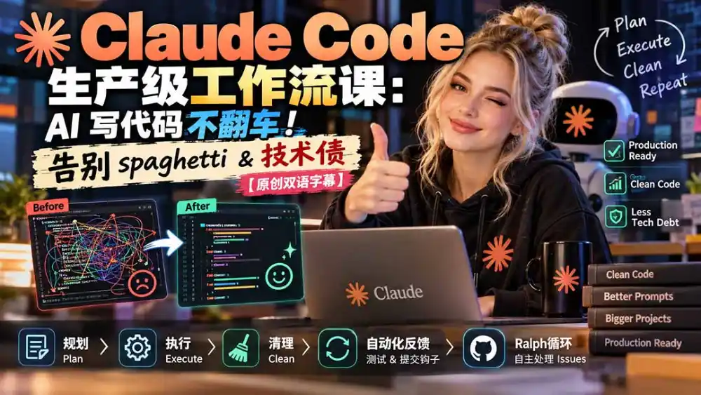 Claude Code 生产级工作流课：AI 写代码不翻车！告别 spaghetti & 技术债【原创双语字幕】-星云网创