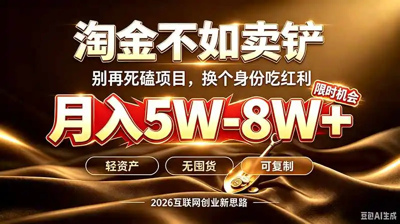 别再傻乎乎埋头跑项目！互联网真正赚钱逻辑：做卖铲人，拒绝当韭菜，逆风翻盘月入5-8W+-星云网创