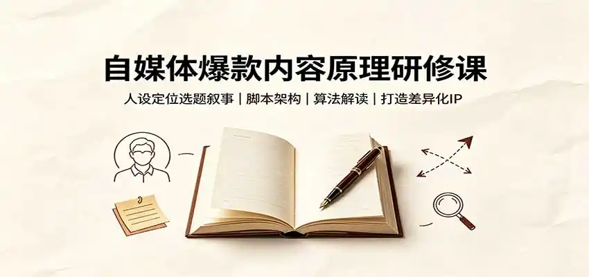 自媒体爆款内容原理研修课：人设定位选题叙事，脚本架构，算法解读打造差异化IP-星云网创