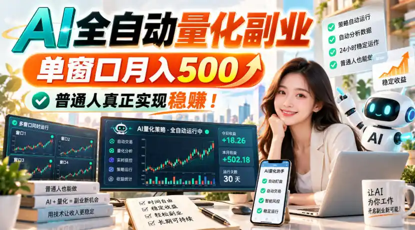 AI全自动量化副业，单窗口月入500，普通人真正实现稳賺！【揭秘】-星云网创