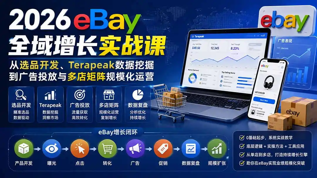 2026-Vincent eBay全域增长实战课-无水印：从选品开发、Terapeak数据挖掘到广告投放与多店矩阵规模化运营-星云网创