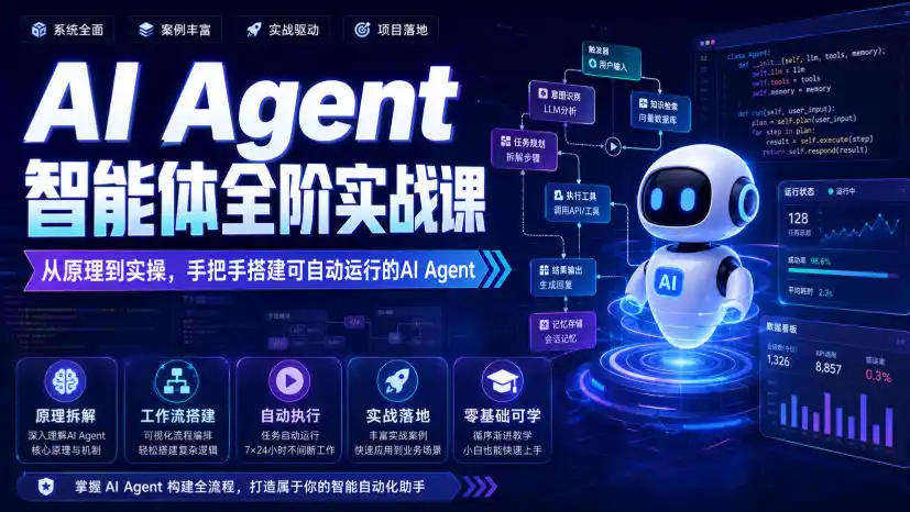 AI Agent智能体全阶实战课，从原理到实操，手把手搭建可自动运行的AI Agent-星云网创