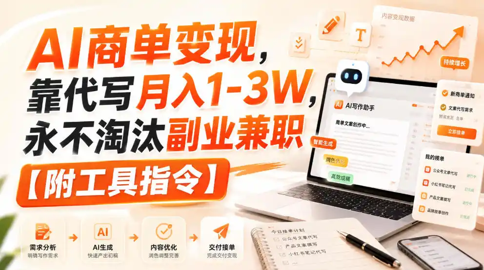 AI商单变现，靠代写月入1-3W，永不淘汰副业兼职【附工具指令】【揭秘】-星云网创