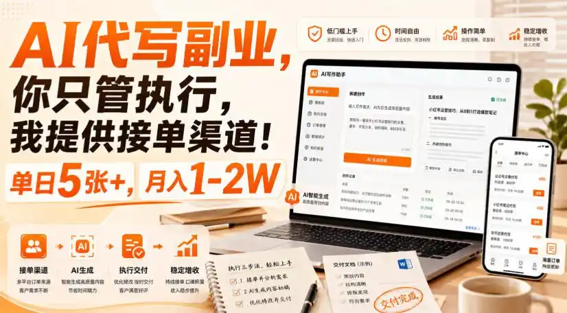 AI代写副业，你只管执行，我提供接单渠道！单日5张+，月入1-2W【揭秘】-星云网创