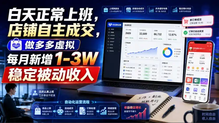 白天正常上班，店铺自主成交，做多多虚拟每月新增1-3W稳定被动收入【揭秘】-星云网创