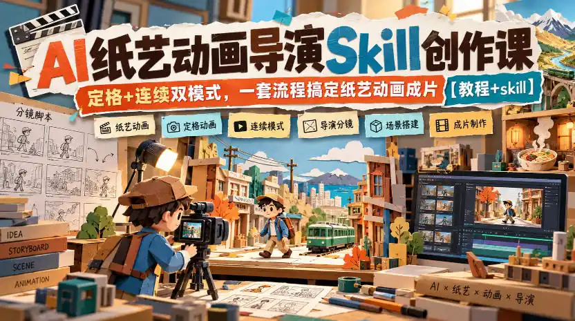 AI纸艺动画导演Skill创作课｜定格+连续双模式，一套流程搞定纸艺动画成片【教程+skill】-星云网创