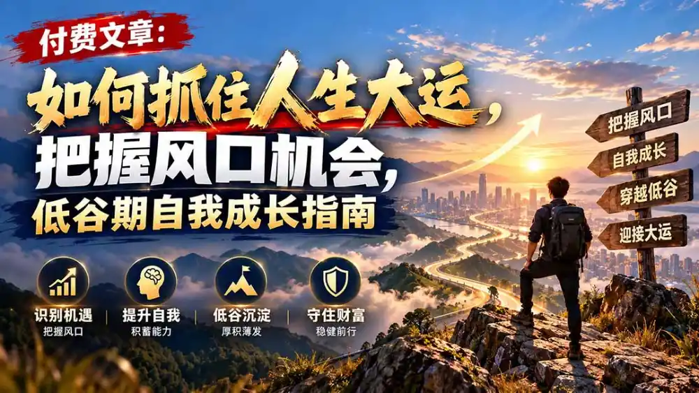 付费文章：如何抓住人生大运，把握风口机会，低谷期自我成长指南-星云网创