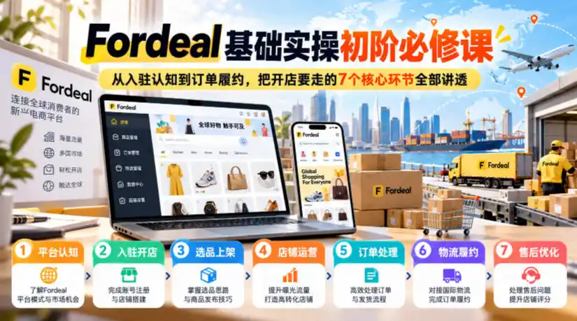 Fordeal基础实操初阶必修课，从入驻认知到订单履约，把开店要走的7个核心环节全部讲透-星云网创