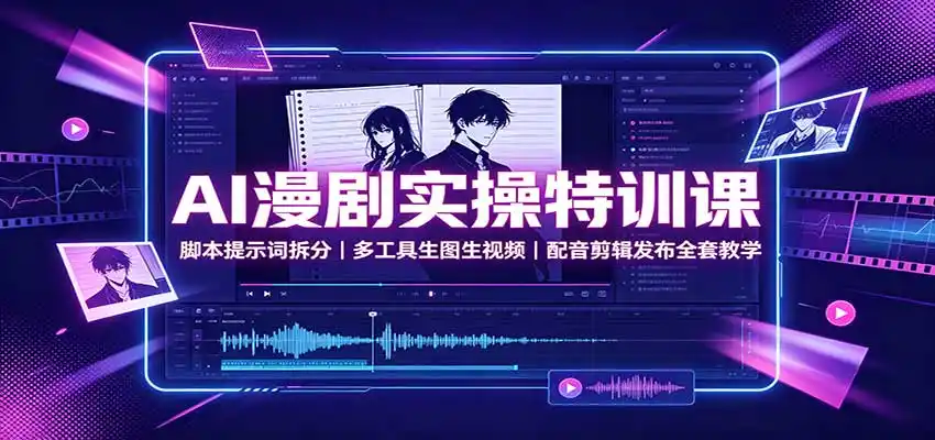 AI漫剧实操特训课：脚本提示词拆分，多工具生图生视频，配音剪辑发布全套教学-星云网创