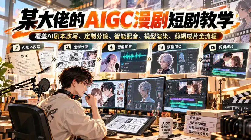 某大佬的AIGC漫剧短剧教学,覆盖AI剧本改写、定制分镜、智能配音、模型渲染、剪辑成片全流程-星云网创