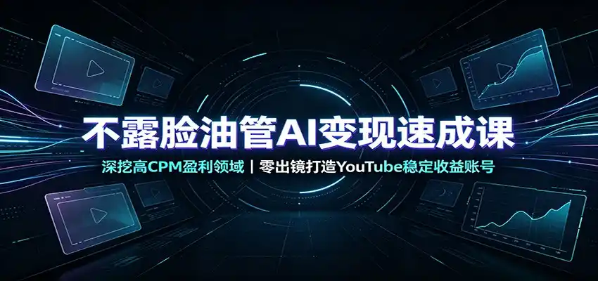 不露脸油管AI变现速成课：深挖高CPM盈利领域，零出镜打造YouTube稳定收益账号-星云网创