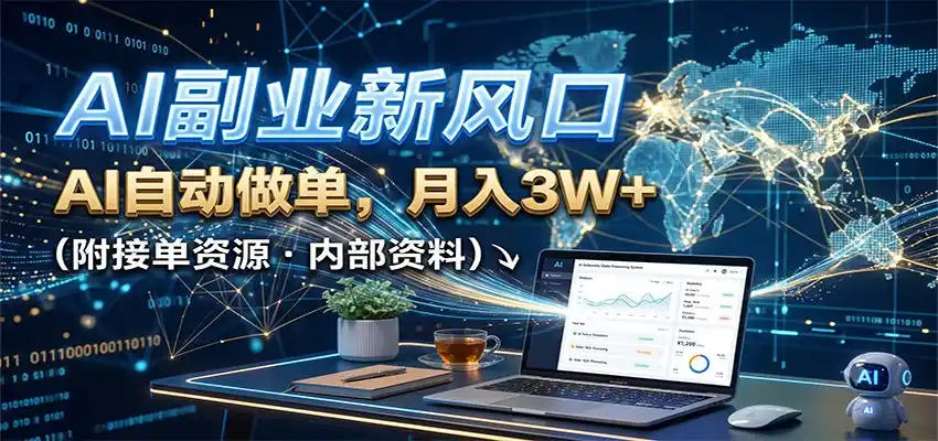 AI副业新风口，AI自动做单，月入3W+，附接单资源-星云网创