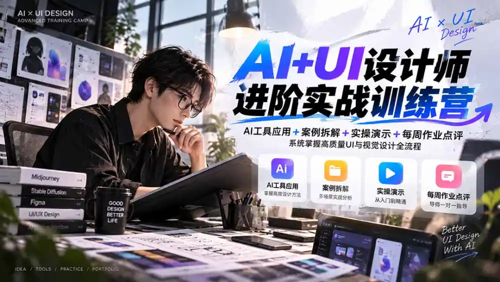【无水印】AI+UI设计师进阶训练营-第4期：AI工具应用+案例拆解+实操演示+作业点评，掌握高质量UI与视觉设计全流程-星云网创