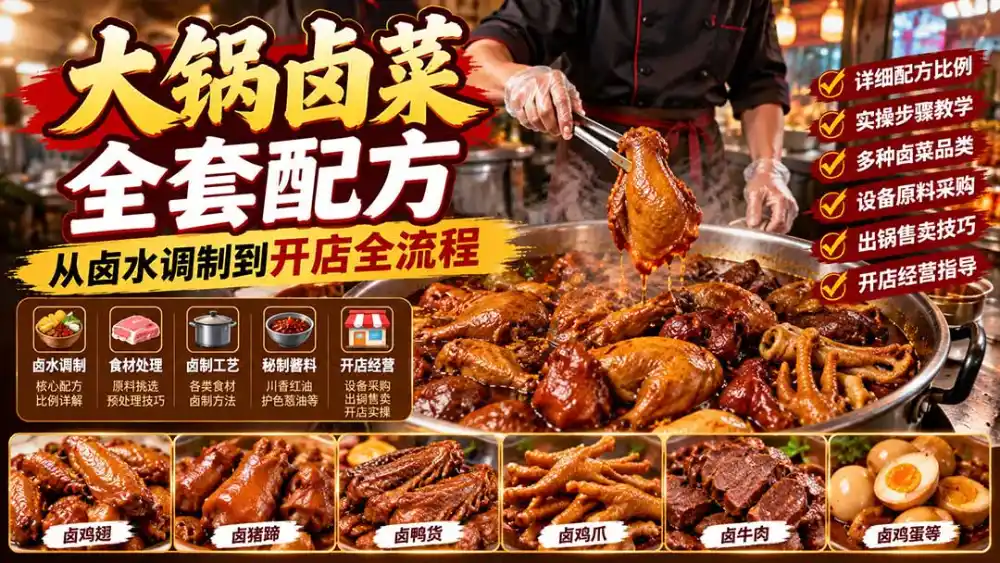 大锅卤菜全套配方，从卤水调制到开店全流程，感觉学会了去摆摊也不错-星云网创