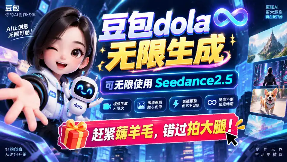 1029最新豆包dola无限生成技术，可以无限生成sseedance2.5，赶紧薅羊毛，和谐拍大腿-星云网创