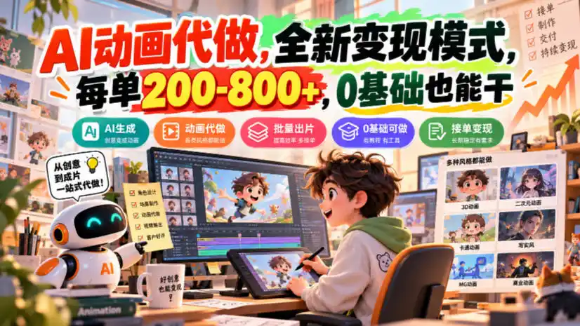 AI动画代做，全新变现模式，每单200-800+，0基础也能干【揭秘】-星云网创