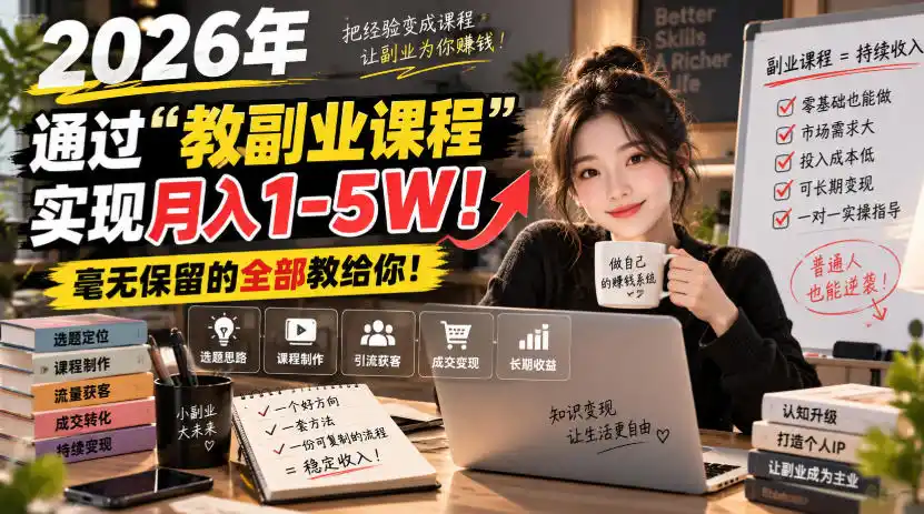 2026年通过“教副业课程”实现月入1-5W！毫无保留的全部教给你！【揭秘】-星云网创