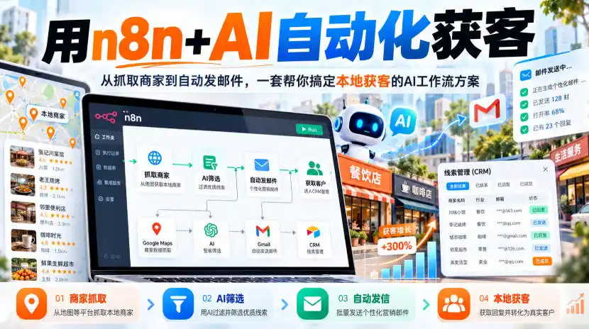 【无水印】用n8n+AI自动化获客，从抓取商家到自动发邮件，一套帮你搞定本地获客的AI工作流方案【原创双语字幕】-星云网创