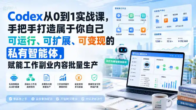 Codex从0到1实战课，手把手打造属于你自己可运行、可扩展、可变现的私有智能体，赋能工作副业内容批量生产-星云网创