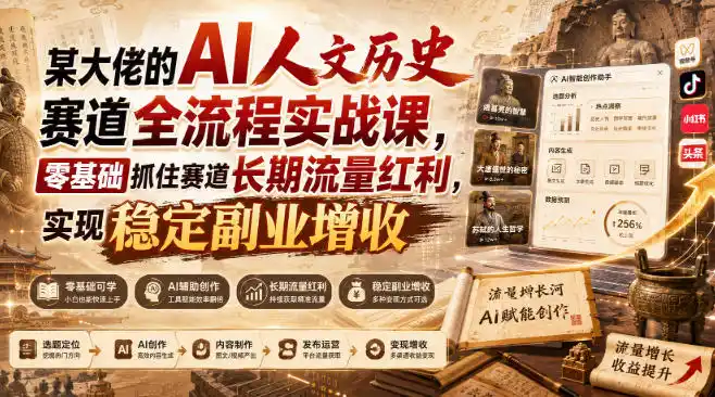 某大佬的AI人文历史赛道全流程实战课，零基础抓住赛道长期流量红利，实现稳定副业增收-星云网创