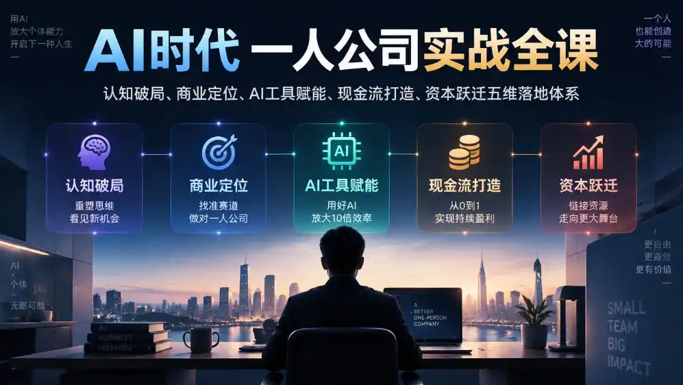 AI时代一人公司实战全课｜认知破局、商业定位、AI工具赋能、现金流打造、资本跃迁五维落地体系-星云网创