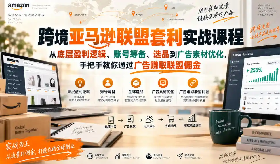 跨境亚马逊联盟套利实战课程，从底层盈利逻辑、账号筹备、选品到广告素材优化，手把手教你通过广告賺取联盟佣金-星云网创